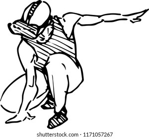 muscular guy using vr for parkour training