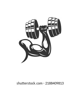 muscular hand holding a barbell vector illustration concept design