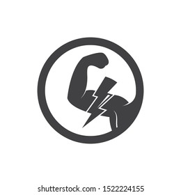 muscular hand  icon logo badge of gym vector illustration design
