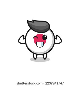 the muscular japan flag badge character is posing showing his muscles , cute style design for t shirt, sticker, logo element