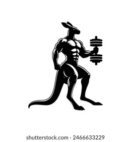 Muscular Kangaroo Silhouette Vector - Strong Animal Illustration for Fitness, Bodybuilding, and Sports Designs