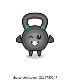 the muscular kettleball character is posing showing his muscles , cute style design for t shirt, sticker, logo element