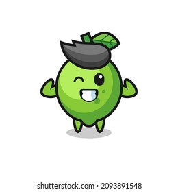 the muscular lime character is posing showing his muscles , cute style design for t shirt, sticker, logo element