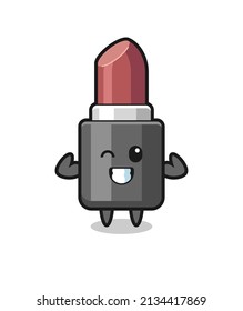 the muscular lipstick character is posing showing his muscles , cute style design for t shirt, sticker, logo element