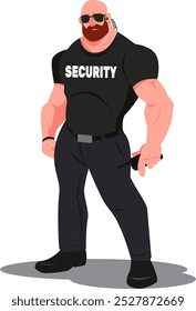 muscular male security guard, a guy in a special uniform guarding the area.