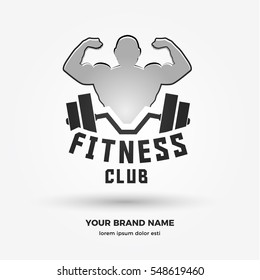 Muscular Man with barbell, LOGO / ICON