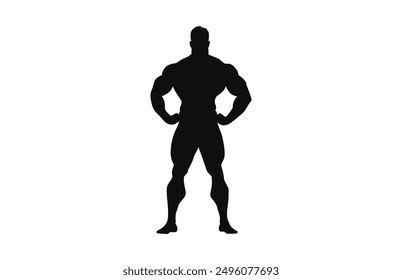 Muscular Man Black Silhouette Vector isolated on a white background