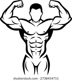 Muscular man displaying physique with arms raised in a strong pose