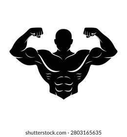 A muscular man flexing his biceps with strong arms and defined muscles on his body