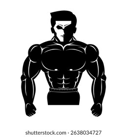 Muscular man icon illustration, Vector graphics