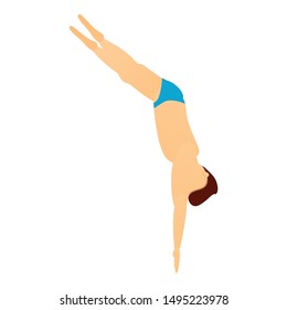 Muscular man pool jump icon. Cartoon of muscular man pool jump vector icon for web design isolated on white background
