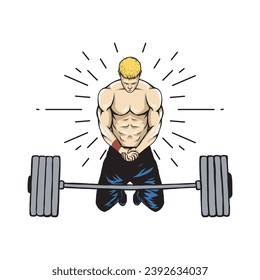 hombre muscular preparado para levantamiento de pesas