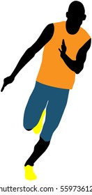 muscular man runner sprinter running vector illustration