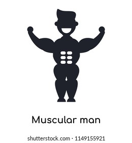 Muscular man showing his muscles icon vector isolated on white background for your web and mobile app design, Muscular man showing his muscles logo concept