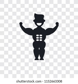 Muscular man showing his muscles vector icon isolated on transparent background, Muscular man showing his muscles logo concept