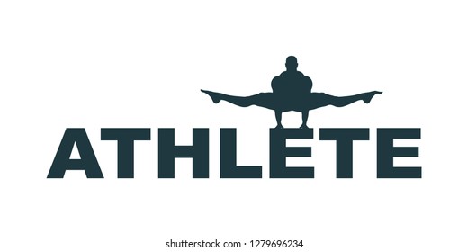 Muscular man silhouette and athlete word. Bodybuilding relative image