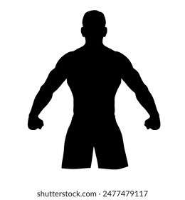 muscular man silhouette rear view vector illustration