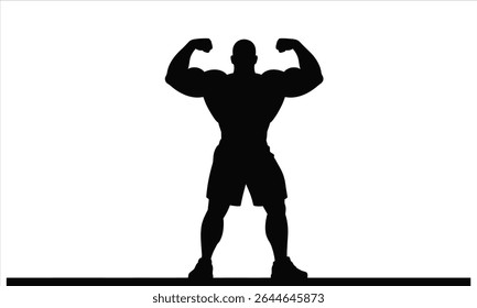 Silhueta de homem muscular mostrando bíceps