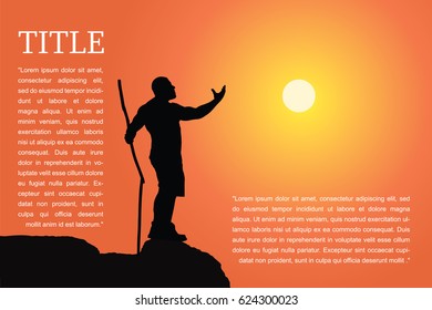 Muscular man silhouette with sunset