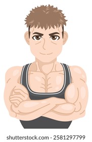 Muscular man smiling with folded arms