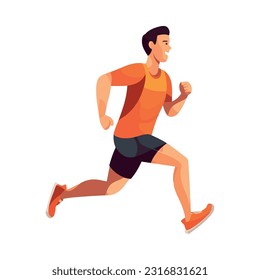 Muscular man sprinting in a sports race icon isolated