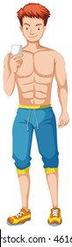 Muscular man taking selfie illustration