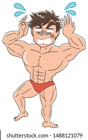 Muscular man is in trouble