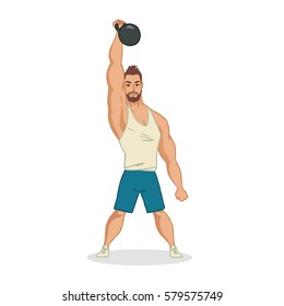 Muscular man vector characters isolated on white background