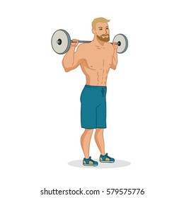 Muscular man vector characters isolated on white background