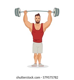 Muscular man vector characters isolated on white background