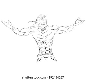 Muscular man. Vector eps 10