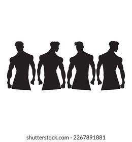 Muscular man vector shape illustration flat icon.