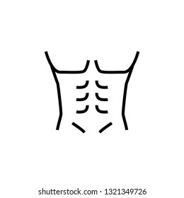 muscular man's body icon. man bodybuilder illustration. simple monoline vector graphic.
