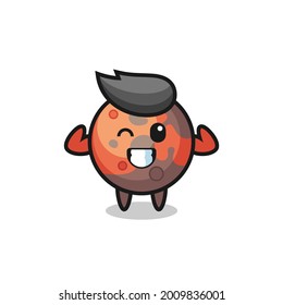the muscular mars character is posing showing his muscles , cute style design for t shirt, sticker, logo element