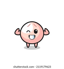 the muscular meatbun character is posing showing his muscles , cute style design for t shirt, sticker, logo element