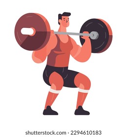 Muscular men lifting weights in gym illustration icon isolated