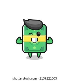 the muscular money character is posing showing his muscles , cute style design for t shirt, sticker, logo element