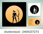 Muscular Myth Greek Archer Warrior Silhouette Logo