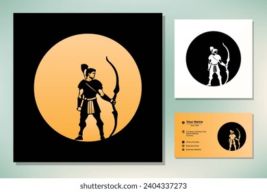 Muscular Myth Greek Archer Warrior Silhouette Logo