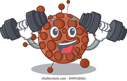 Muscular neisseria mascot design with barbells during exercise. Vector illustration