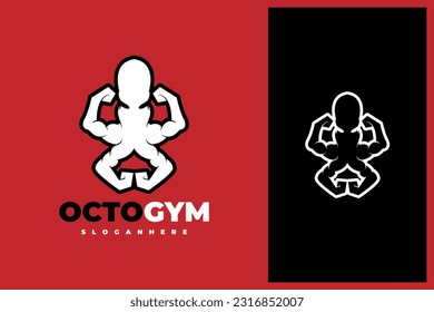 muscular octopus or kraken gym fitness logo design illustration