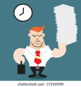muscular officer working vector, hardworking sign icon.