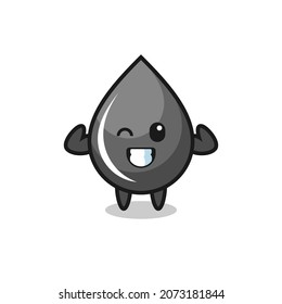 el personaje de la gota de aceite muscular está posando para mostrar sus músculos, diseño de estilo lindo para camiseta, pegatina, elemento logo