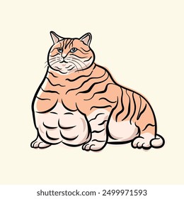 muscular orange cat vector illustration. muscular orange cat vector art