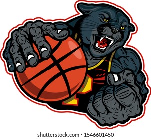 muscular panther basketball mascot player for school, college or league
