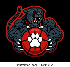 muscular panthers basketball mascot player for school, college or league