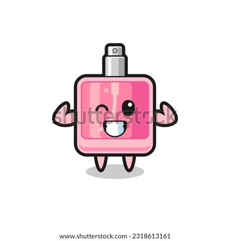 the muscular perfume character is posing showing his muscles , cute style design for t shirt, sticker, logo element