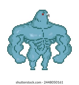 Muscular pigeon man, pixel art character