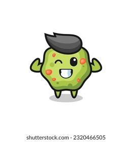 el personaje de puke muscular está posando para mostrar sus músculos, diseño de estilo lindo para camiseta, pegatina, elemento logo