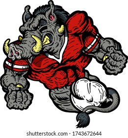 muscular razorback football player team mascot for school, college or league